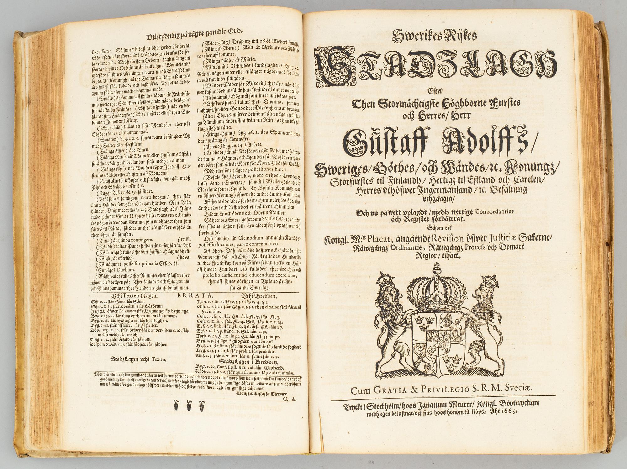 Sveriges Rikes Lagh-böker, 1666-76.