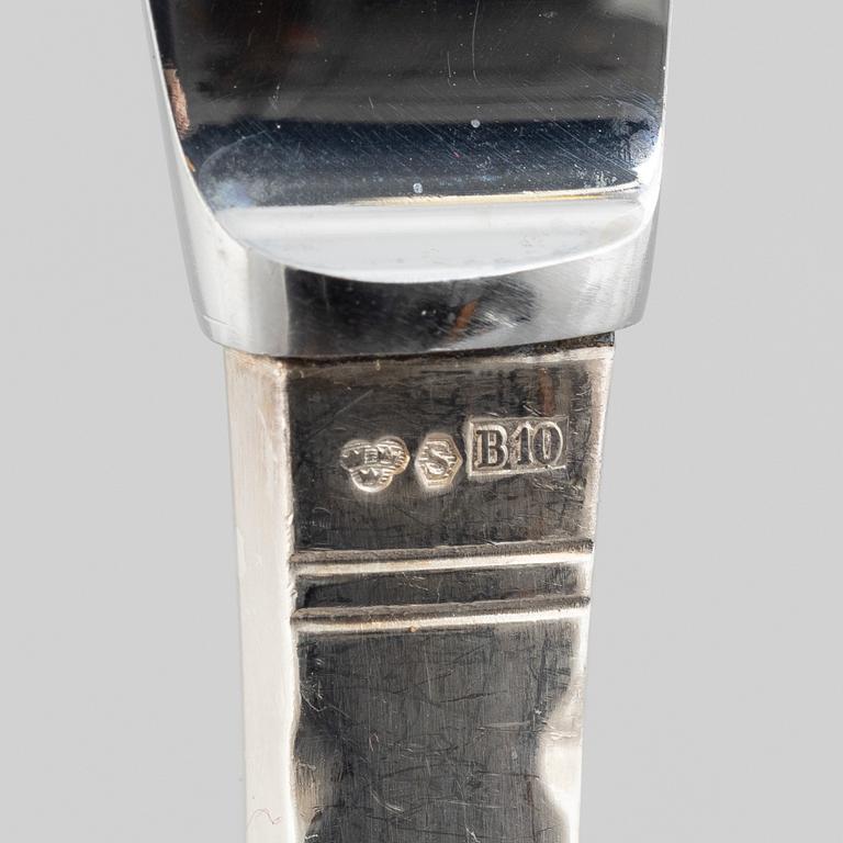 Jacob Ängman, a 108-piece silver flat ware set, "Rosenholm", Sweden, 1943-2007.