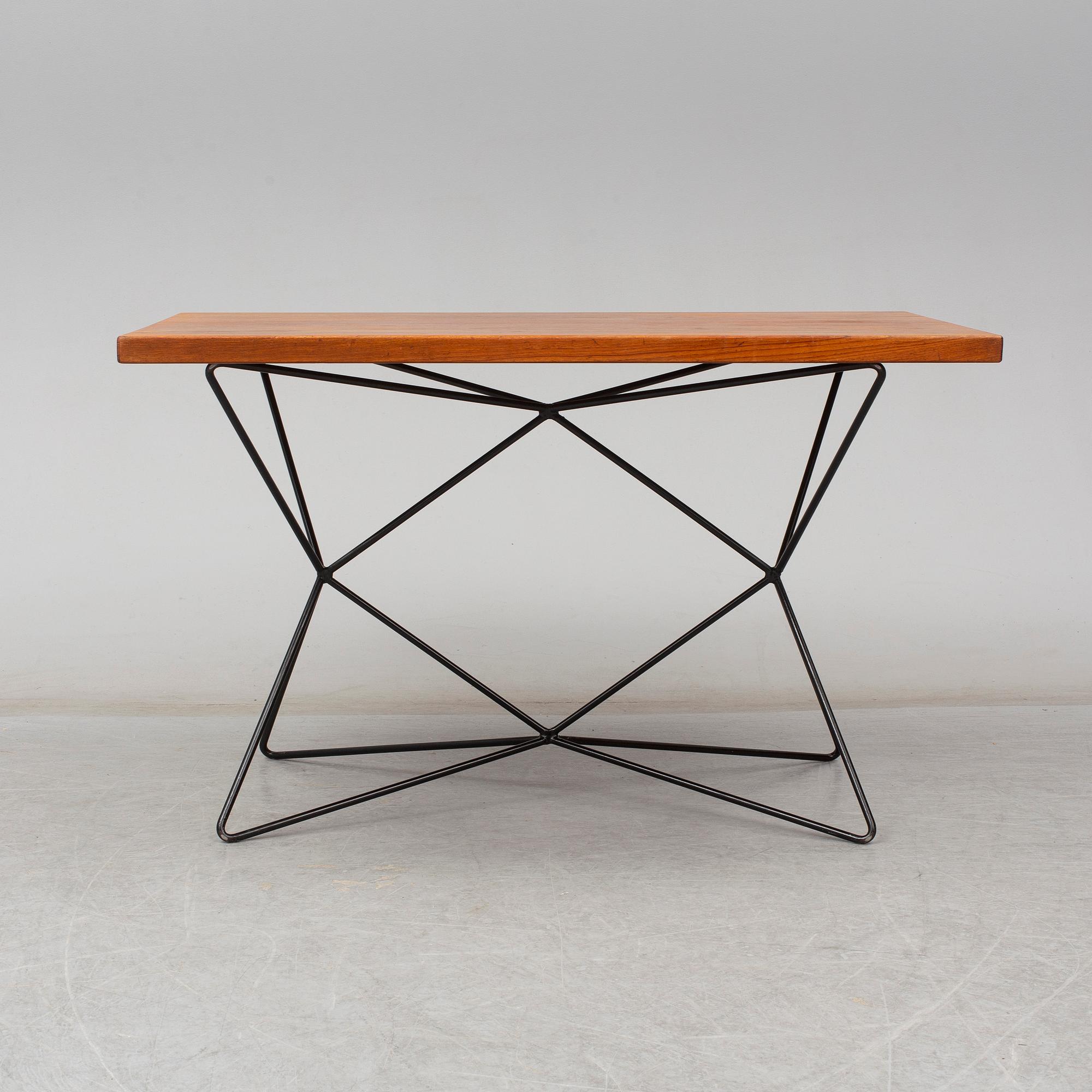 BENGT JOHAN GULLBERG, 'A2/Triple height table', steel and teak veneer, designed c.1952.