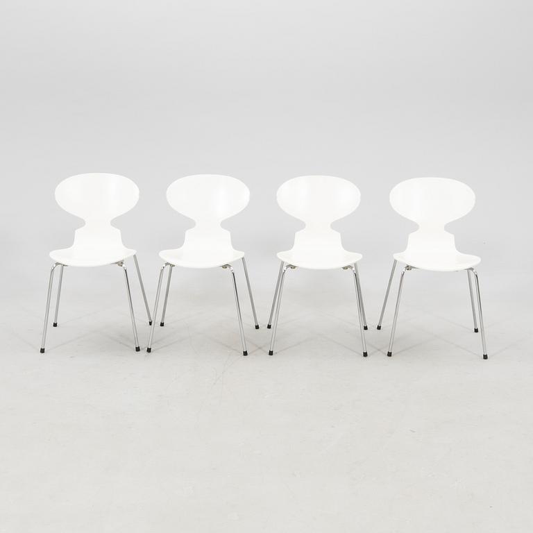 Arne Jacobsen, stolar 4 st, "Myran" för Fritz Hansen, Danmark 1990-tal.