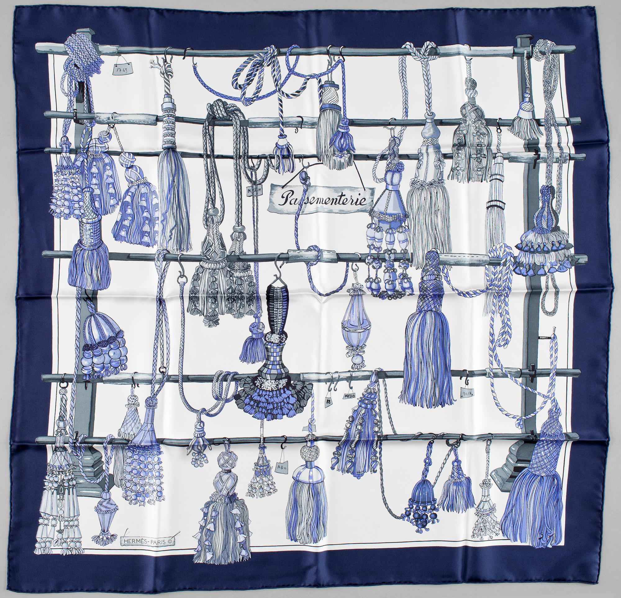 A 1980s silk scarf "Passementerie" by Hermès.