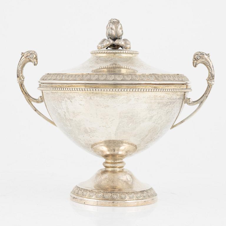 Sockerskål med lock, silver, empirestil , Stockholm 1909.
