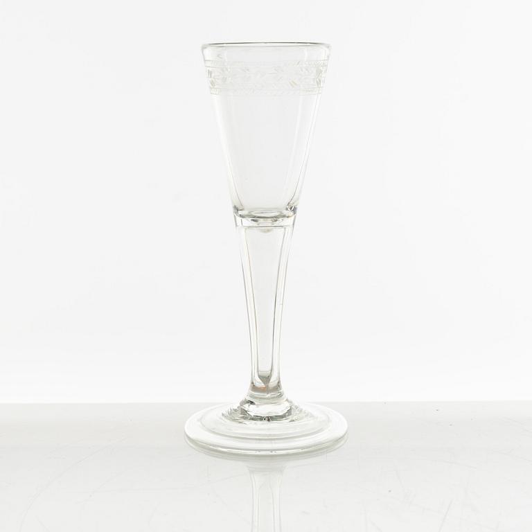 A group of four part Swedish glasses, 18th century.