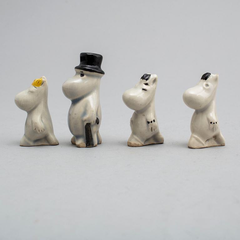 SIGNE HAMMARSTEN-JANSSON, muminfigurer 9 st, keramik, Arabia 1950-tal.