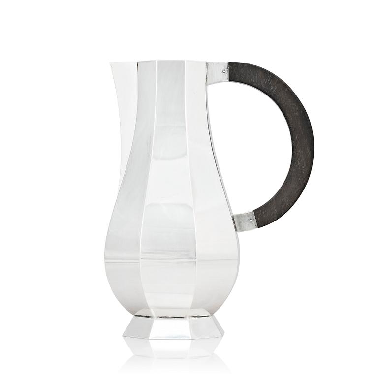 Wiwen Nilsson, a sterling silver pitcher, a 'hot water jug,' Lund, Sweden 1941.