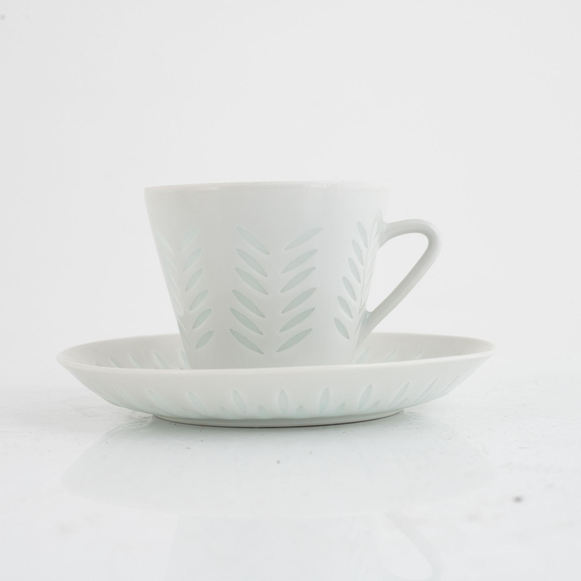 Friedl Holzer-Kjellberg, Arabia, kaffeservis, risporslin, 14 delar, signerat i godset F.H.Kj Arabia.