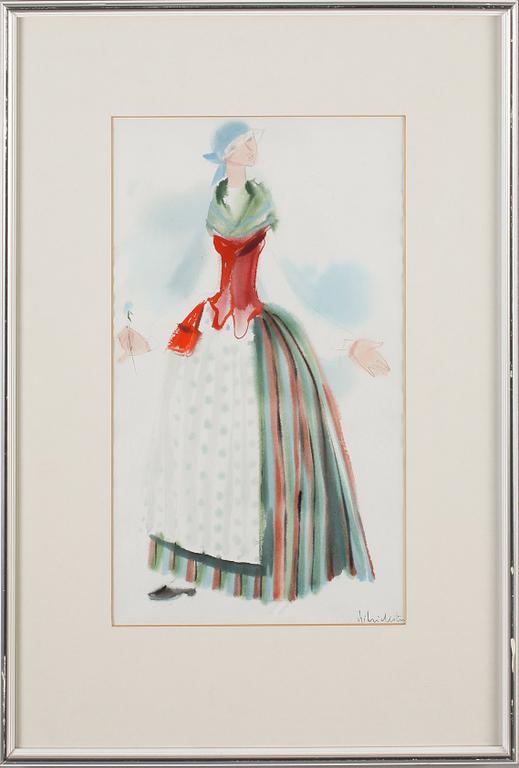 SILVIA LEITU, 2 st, akvarell, signerad.