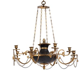 82. A late Gustavian early 19th century eight-light hanging-lamp.