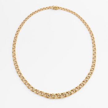 Necklace, 18K gold, graduated Bismarck link.