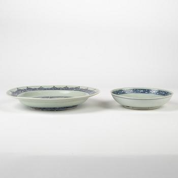 Two blue and white dishes, Ming dynasty (1368-1662).