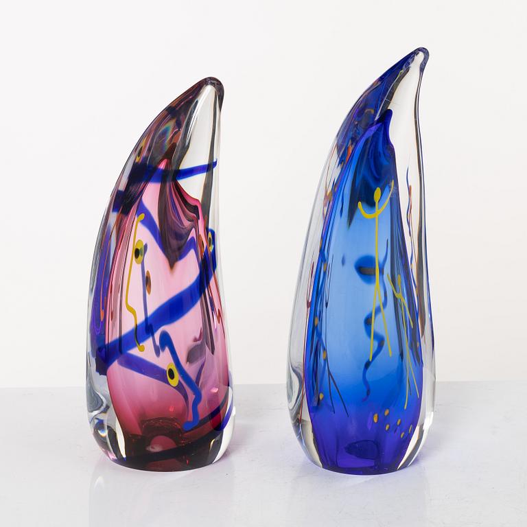 Carlos R Pebaqué, two glass sculptures, Gullaskruf, 1999.