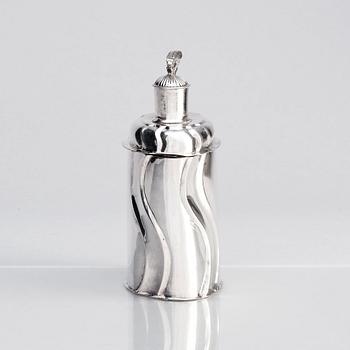 A Swedish 18th century silver tea caddy, restamped Claes Christian Carlén, Borås 1844.