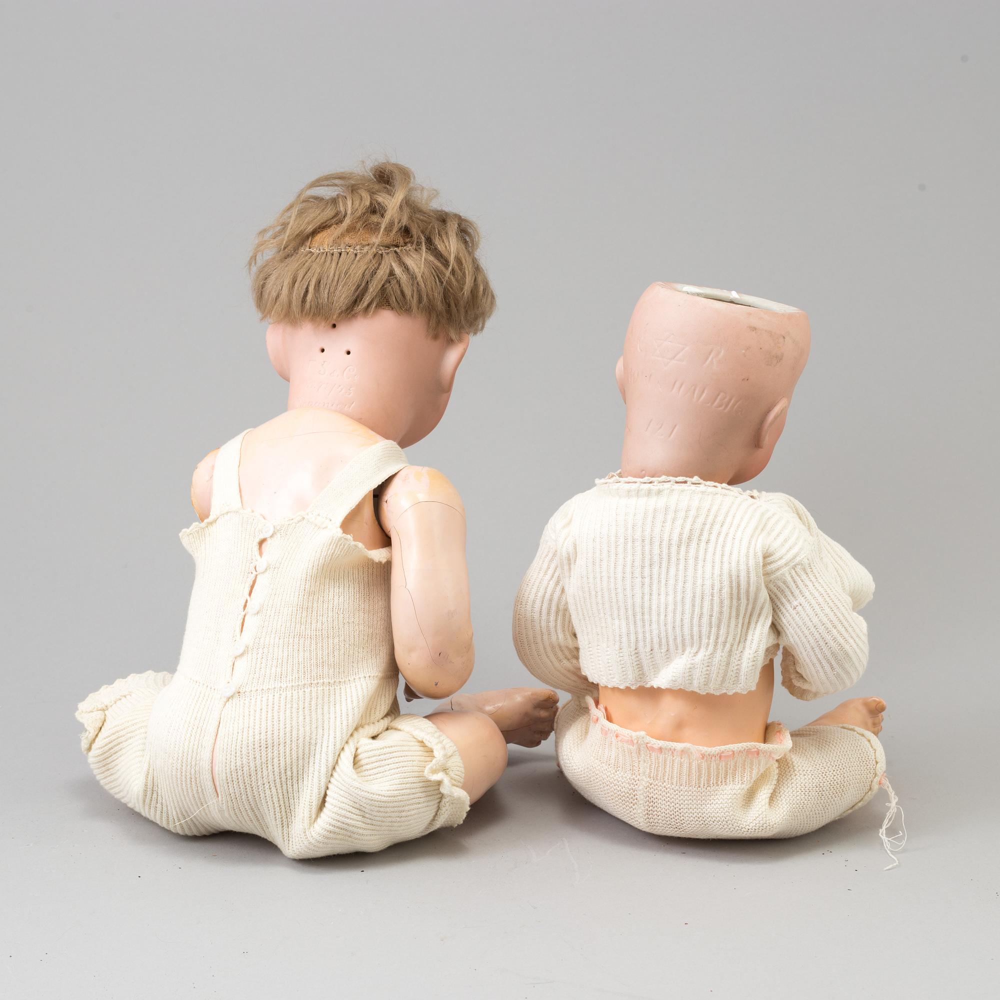 BISKVIDOCKOR, 2 st, Franz Schmidt & Co & Simon & Halbig, Tyskland, 1900-talets början.