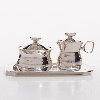 Markströms Guldsmeds Ab, A Swedish silver cream jug, sugar bowl and tray, Uppsala 1970.