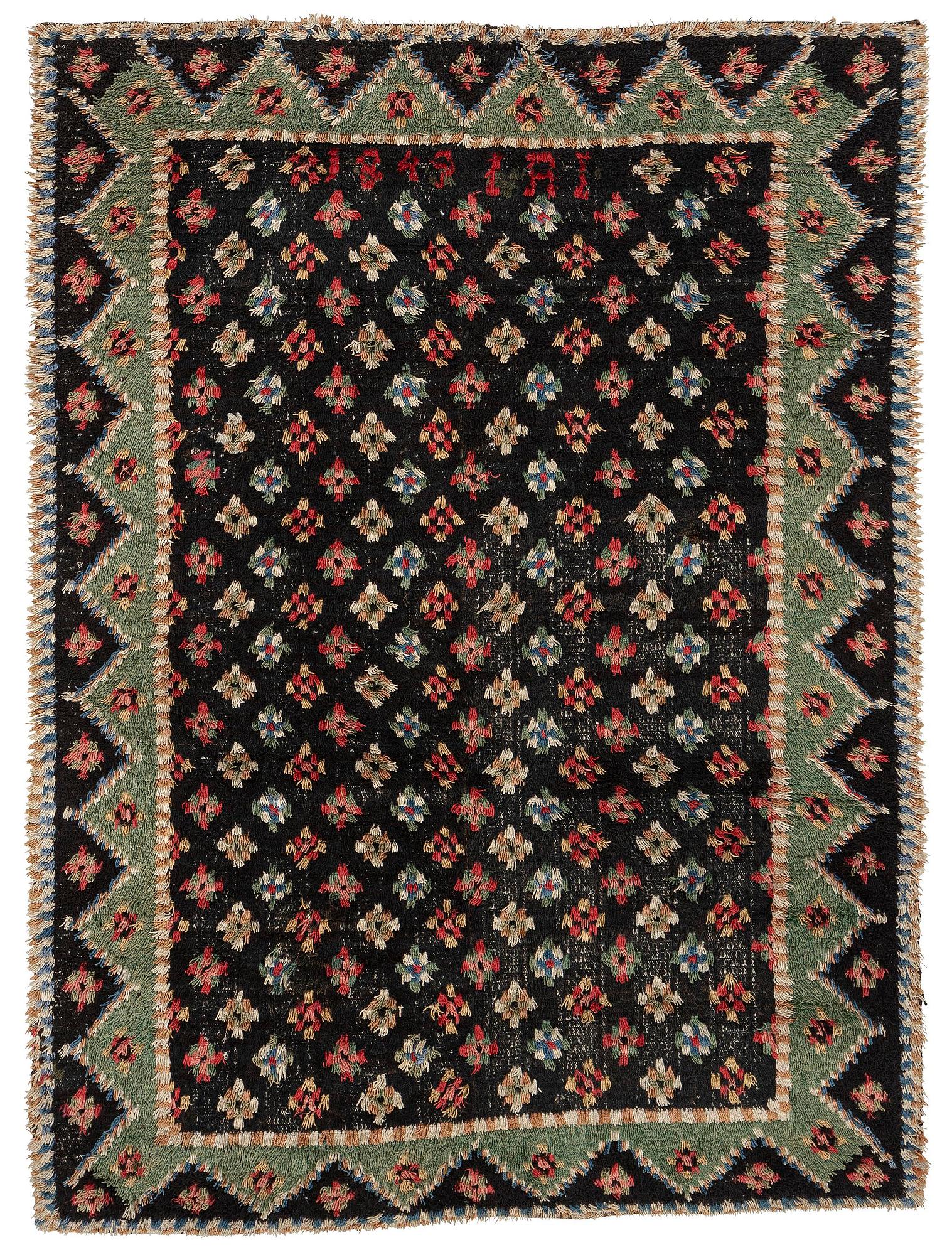 A Knotted pile (rya), c. 200 x 140 cm, Finland, dated 1849.