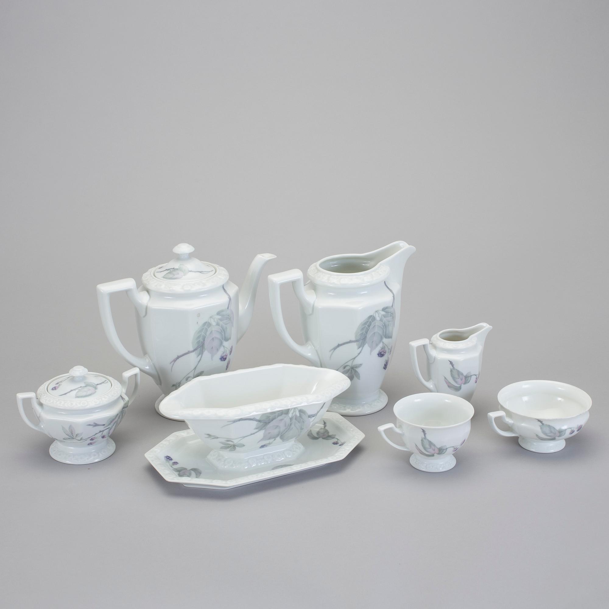 MAT- och KAFFESERVIS, 87 delar, porslin, "Maria Björnbär". Rosenthal.