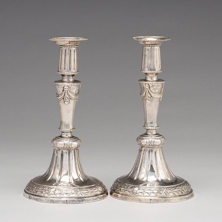 A pair of  Swedish 18th century silver candlesticks, mark of Mikael Åström, Stockholm 1786.