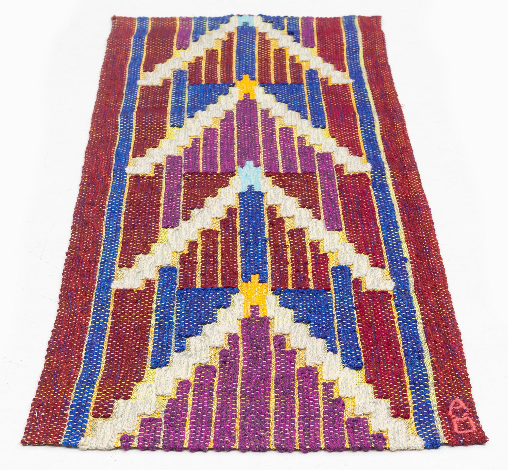 Agda Österberg, a textile, flat weave, approximately 151 x 52 cm, signed AÖ.