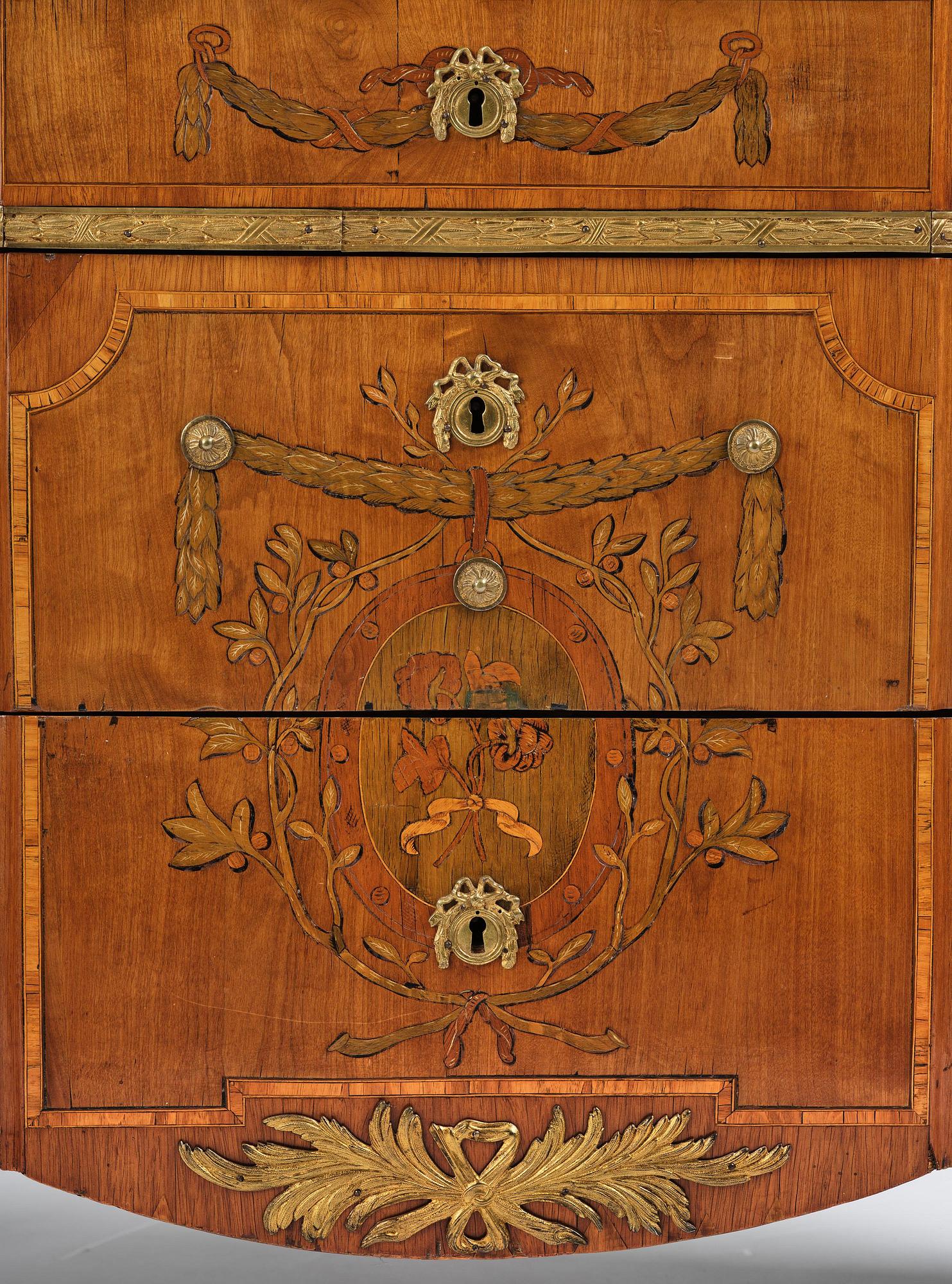 A Gustavian parquetry commode by J. Hultsten (master in Stockholm 1773-94).