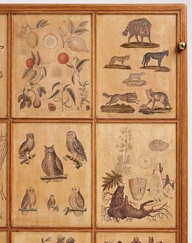 Josef Frank, a rare cabinet covered with prints depicting different animals and plants, Firma Svenskt Tenn, Sweden 1940s.