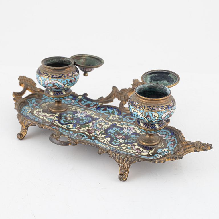A Rococo-style cloisonné desk stand, early 20th century.