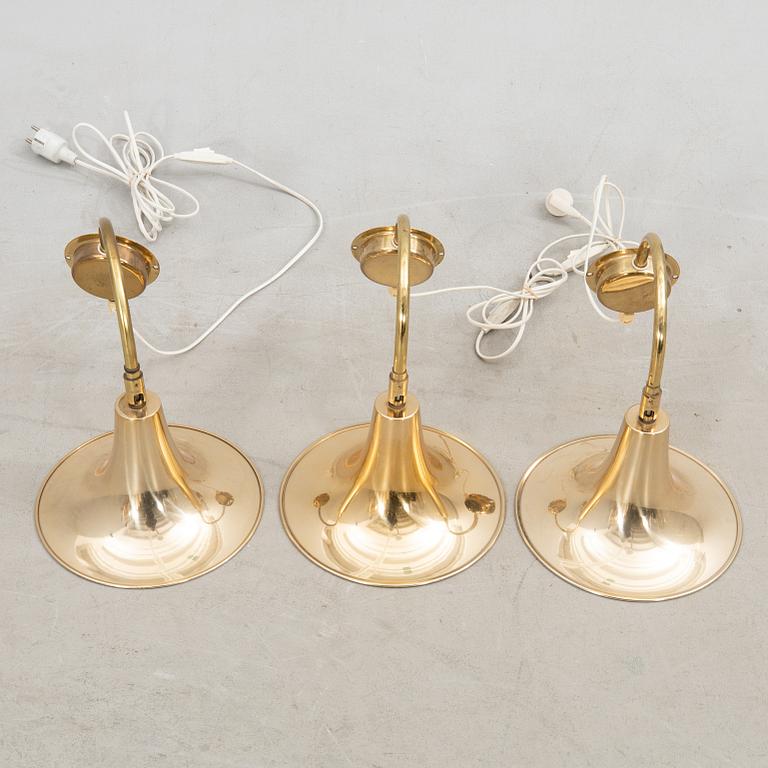 Börje Claes wall lamps 3 pcs for Norlette Elit, late 20th century.
