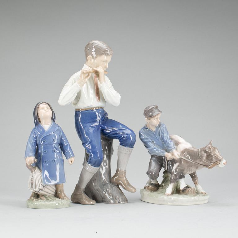 FIGURINER, 3 st, stengods, Royal Copenhagen och Bing & Gröndahl.