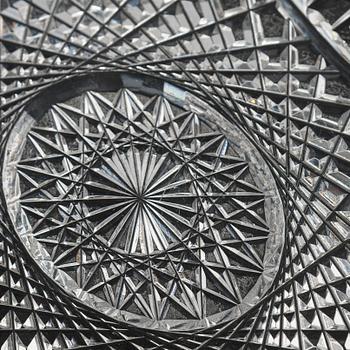 Fabergé, a silver-mounted cut glass serving dish, Imperial Warrant mark, Moscow 1908-1917.