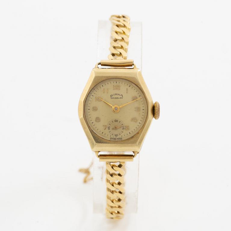 Wristwatch, Birka, 21 mm, 14K gold, chain in 18K gold.