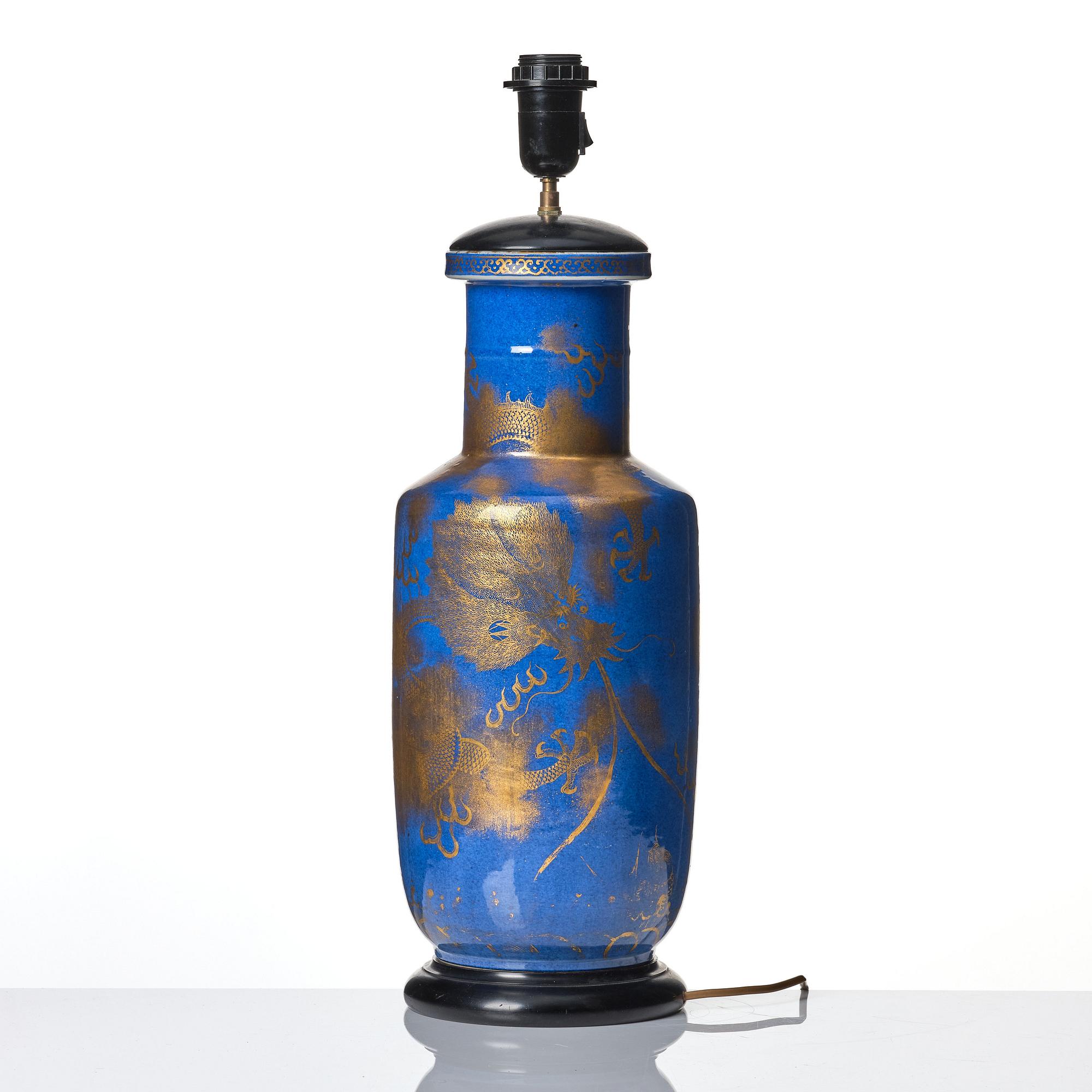 A powder blue roleau vase, Qing dynasty, 19th Century.