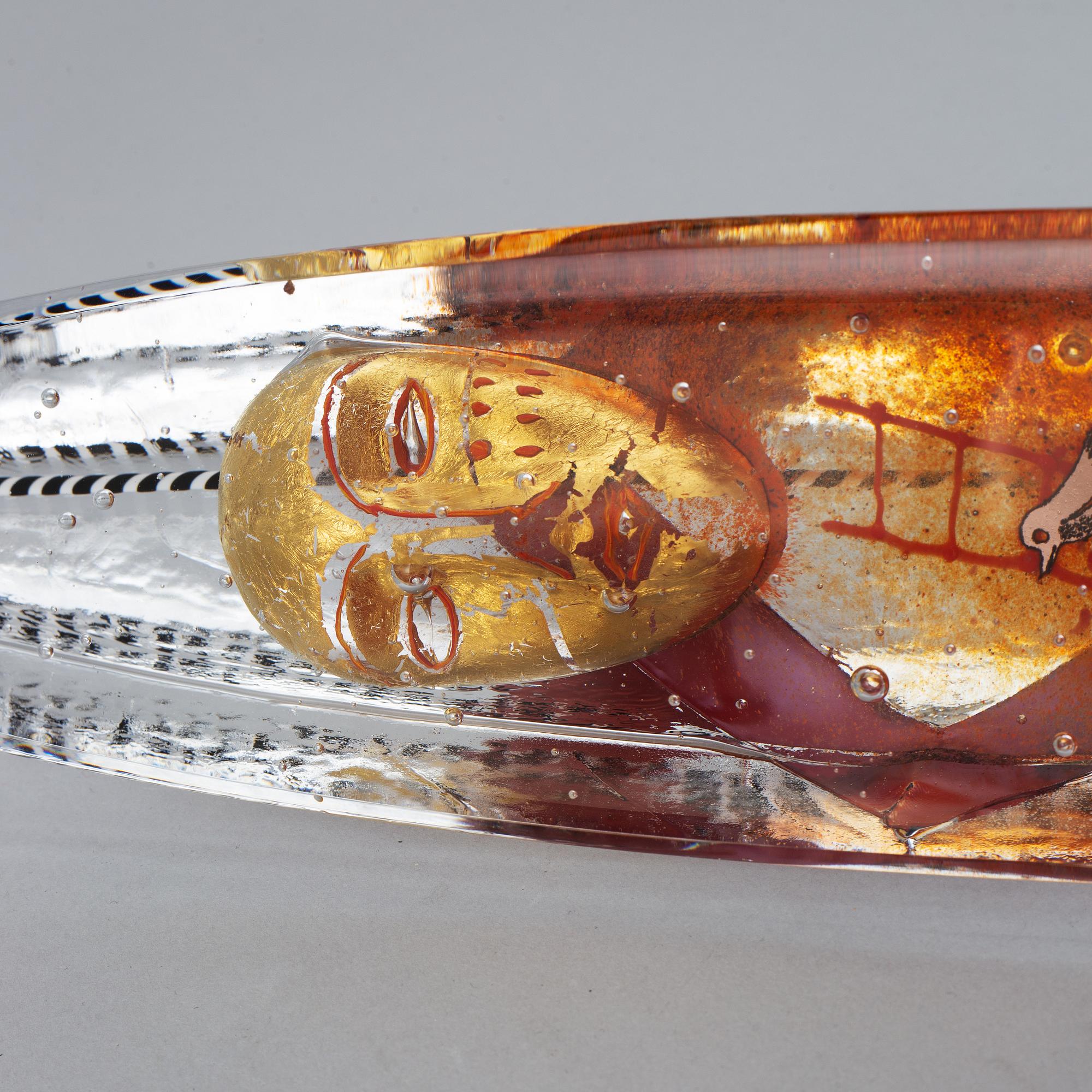Bertil Vallien, sculpture, glas, signed B. Vallien 7531891 Kosta Boda Unique.