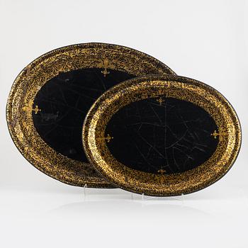 Trays, 2 pcs, likely Russian, 19th century.