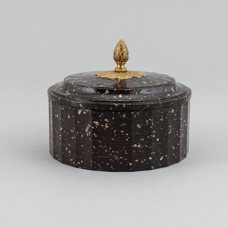 A Swedish Empire 19th century porphyry butter box.