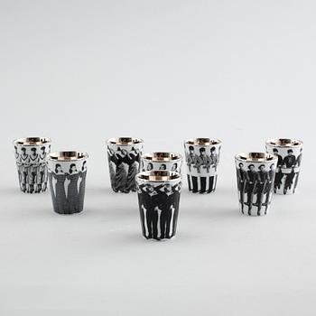 Eight porcelain shot glasses by Åsa Lindström for Rörstrand, 21th century.