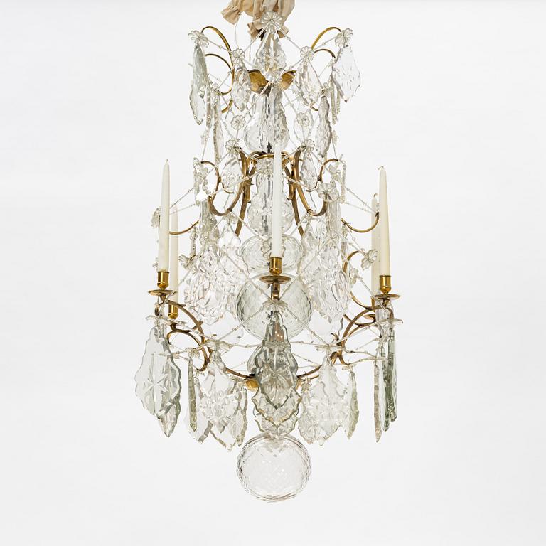 A rococo style chandelier, around 1900.