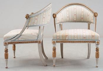 Four late Gustavian circa 1800 armchairs.