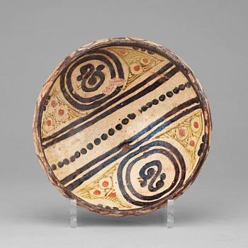 1176A. BOWL, underglaze painted pottery. Diameter 18,5 cm, height 8 cm. East Persia (Iran) 10th-11th century, possibly Sari.