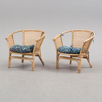 GARDEN FURNITURE, four pieces, rattan, end of the 20th century.