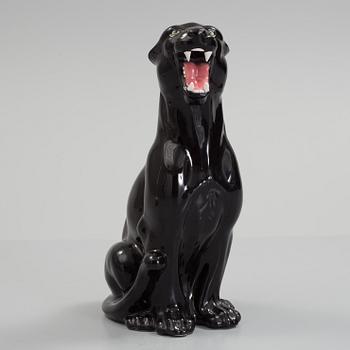 An Italian ceramic figurine of a panther, 1970's/80's.