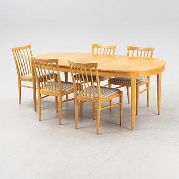 Carl Malmsten, a 'Herrgården' dining table and five chairs, Åfors Möbelfabrik, second half of the 20th Century.