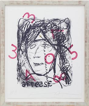 JONATHAN BOROFSKY, färglitografi, "Self portrait with gold dot", signerad och numrerad AP 4/10.