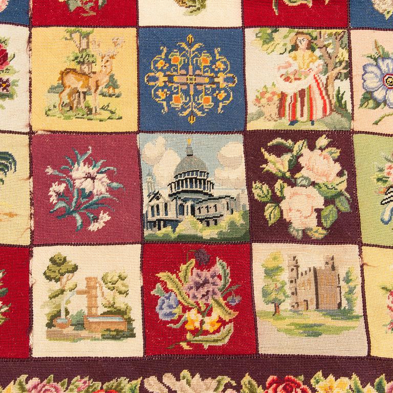 An embroided carpet, 1850-1900. Circa 195 x 130 cm.