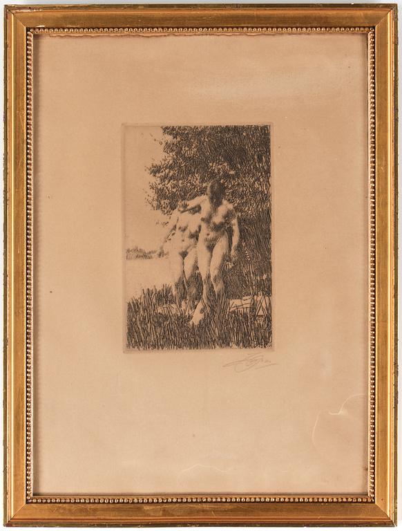 ANDERS ZORN, etsning, "Al", signerad med blyerts, utförd 1917.