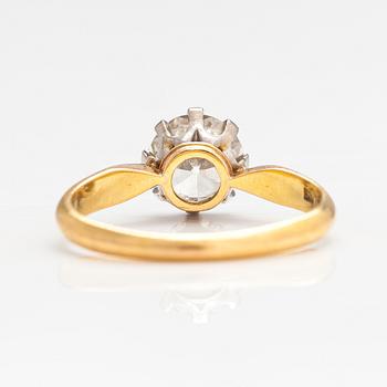 Ring, 18K guld, gammalslipad diamant ca 1.20 ct. Karl Andersson, Stockholm 1908.