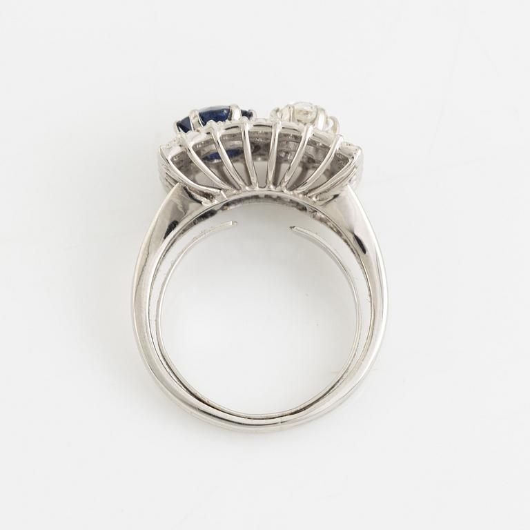 Old cut diamond and sapphire ring.