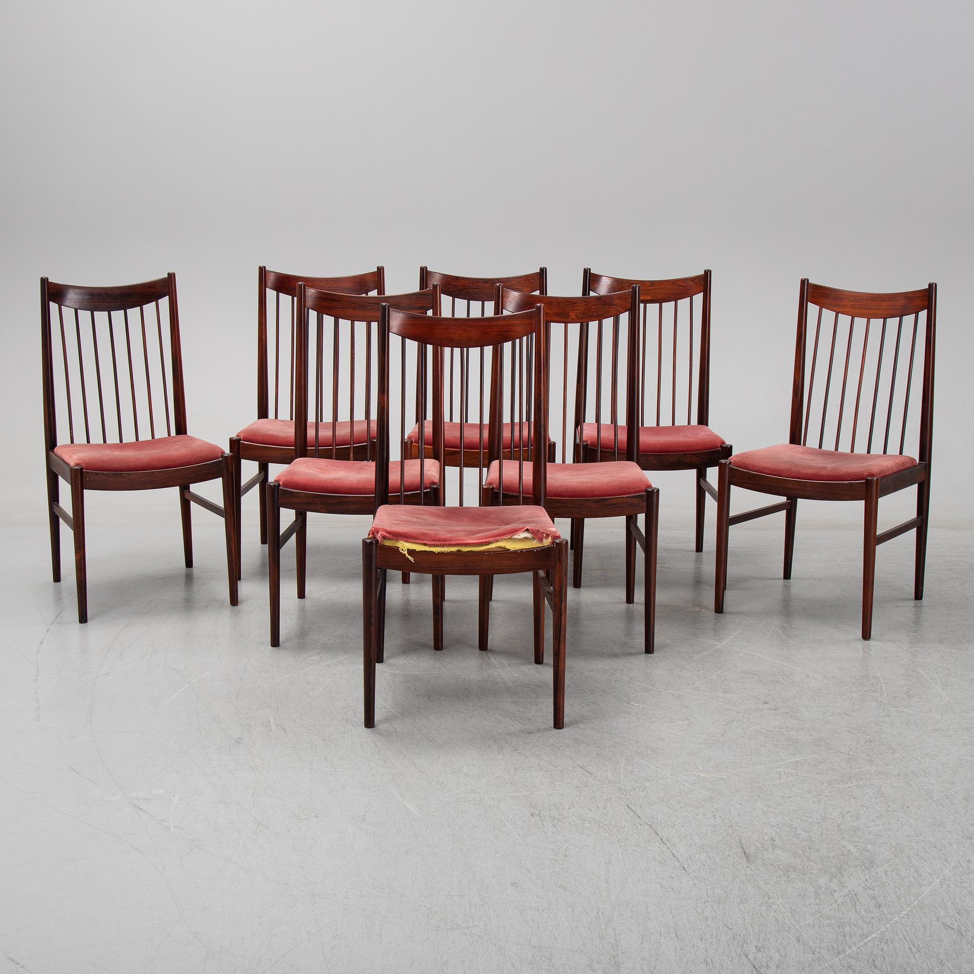 ARNE VODDER, stolar, 8 st, Sibast, Danmark, 1960-tal.
