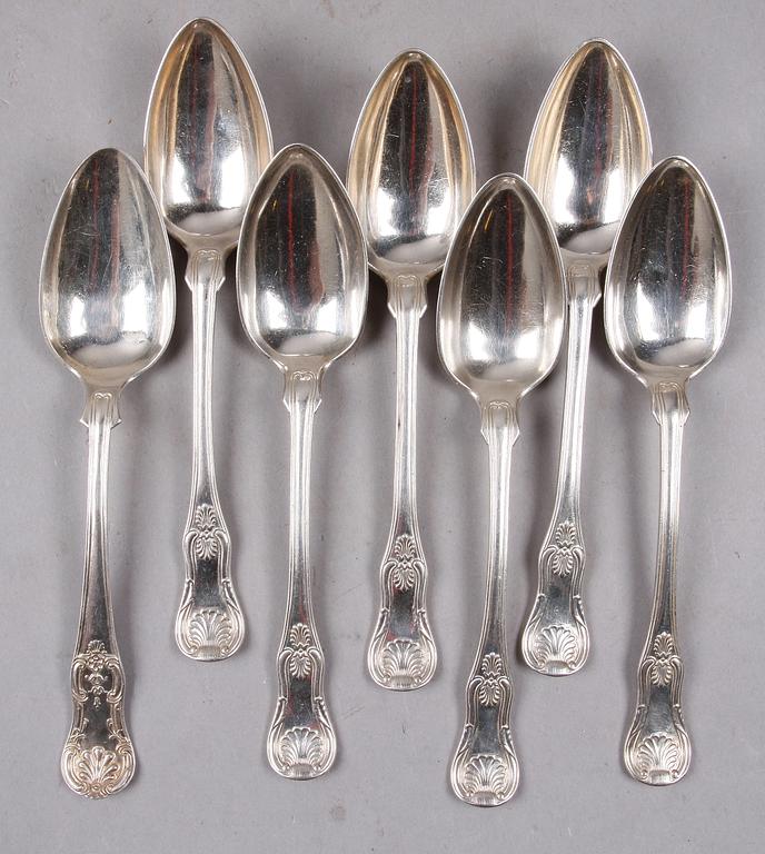 MATSKEDAR, 7 st, silver, mest Petter Nordmark, Stockholm 1836.