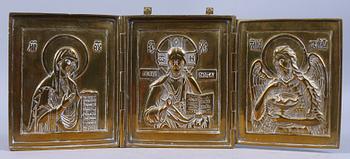 IKON, triptyk, mässing, Ryssland, 1900-tal.