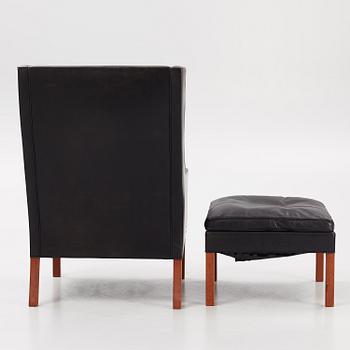 Børge Mogensen, a model 2204 armchair with ottoman, Fredericia Stolefabrik, Denmark.