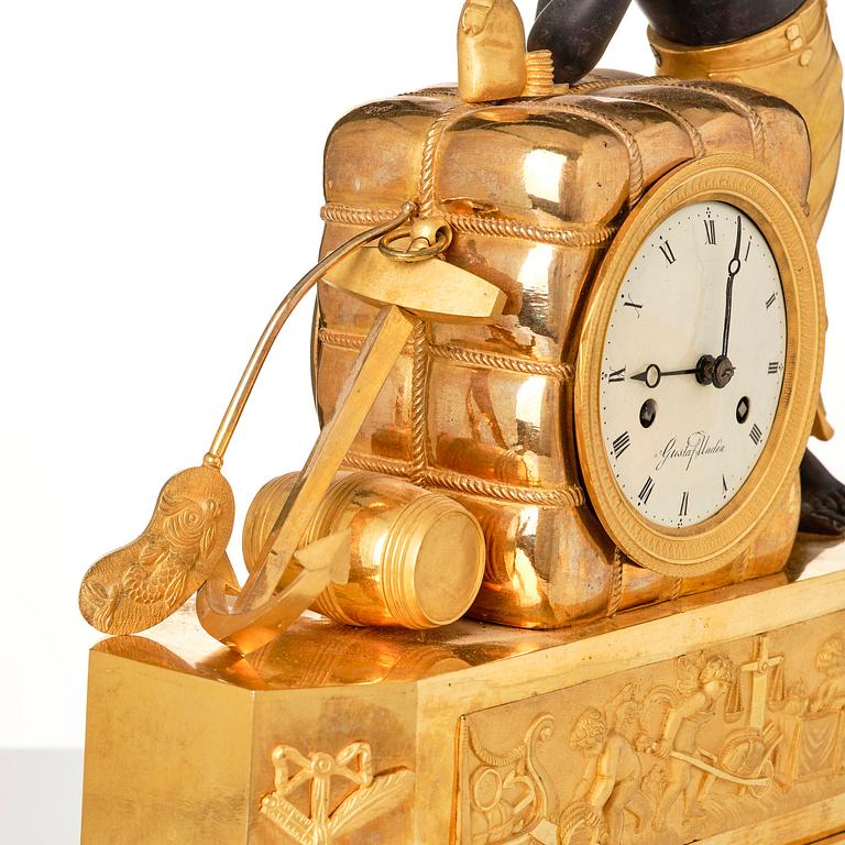 A French Empire ormolu and patinated bronze 'Le Matelot' mantel clock, Paris, early 19th century.